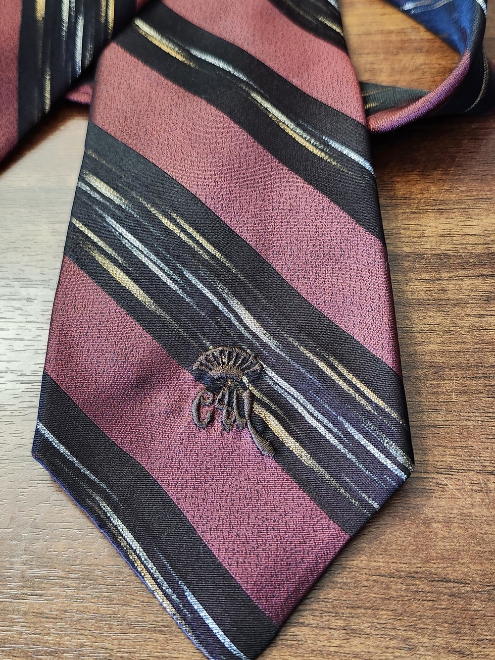Countess Mara New York Godchaux's Burgandy Black Strip Tie